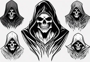 hooded reaper upper body, no skull tattoo idea
