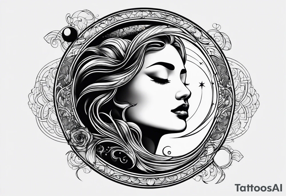 moon and line tattoo idea