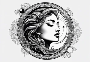 moon and line tattoo idea