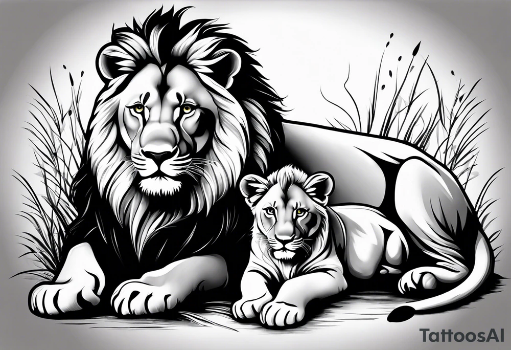 lion and cub tattoo idea
