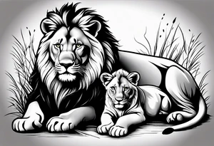 lion and cub tattoo idea