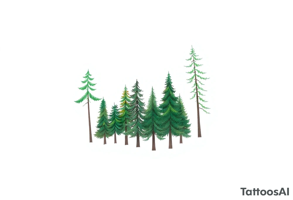 green trees forest tattoo idea