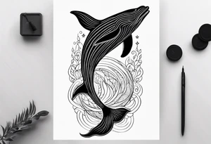 nordic vertical whale tattoo idea