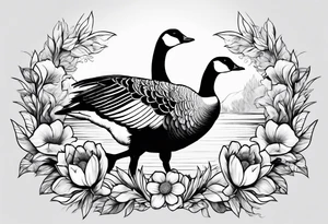 canadian goose taking off flowers Background tattoo idea