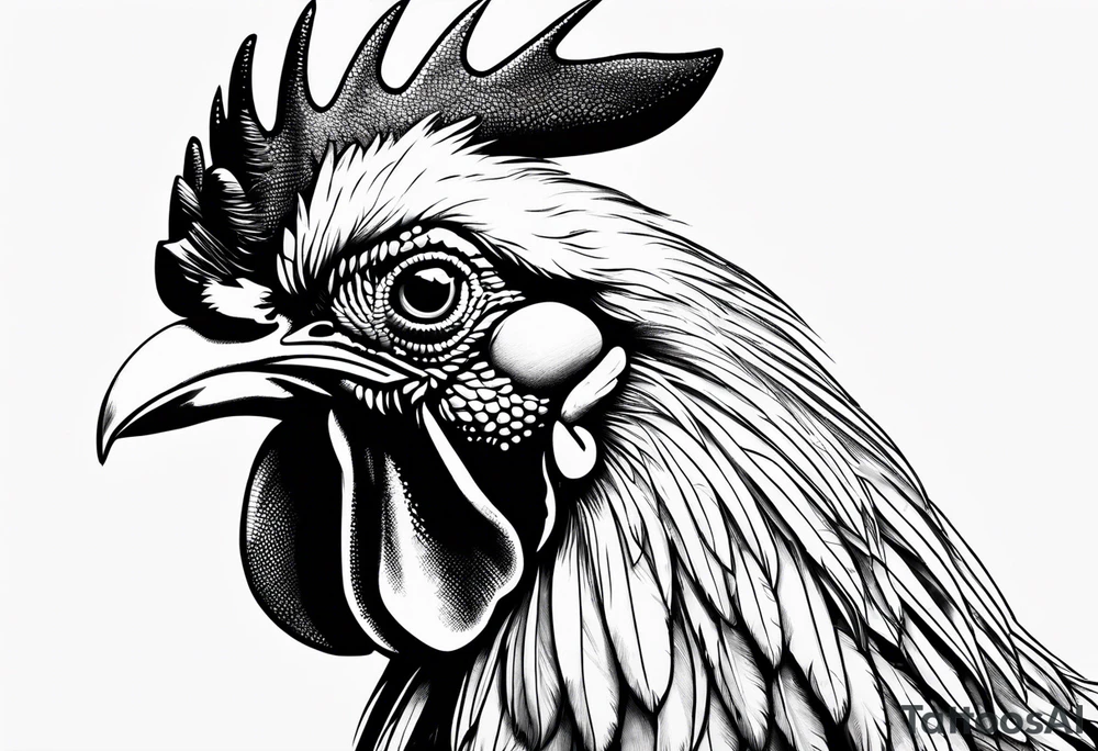Aggressive Rooster tattoo idea