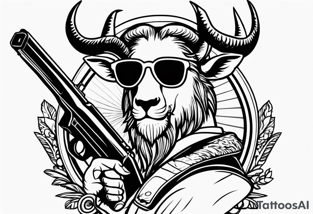 capricorn with sunglasses and a shotgun tattoo idea