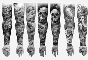realistic arm sleeve tattoo idea