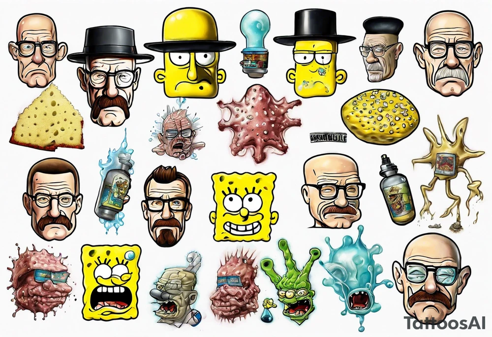 Cursed Walter white sponge bob tattoo idea