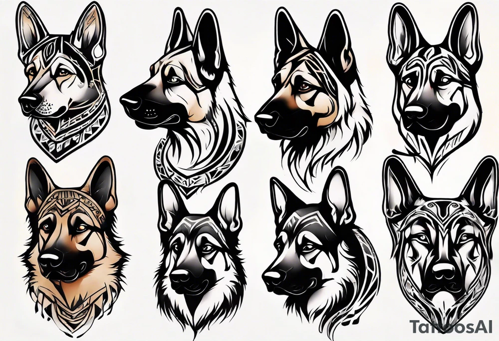 German shepherd portrait tattoo idea