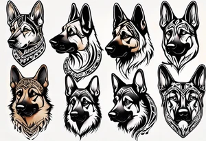 German shepherd portrait tattoo idea