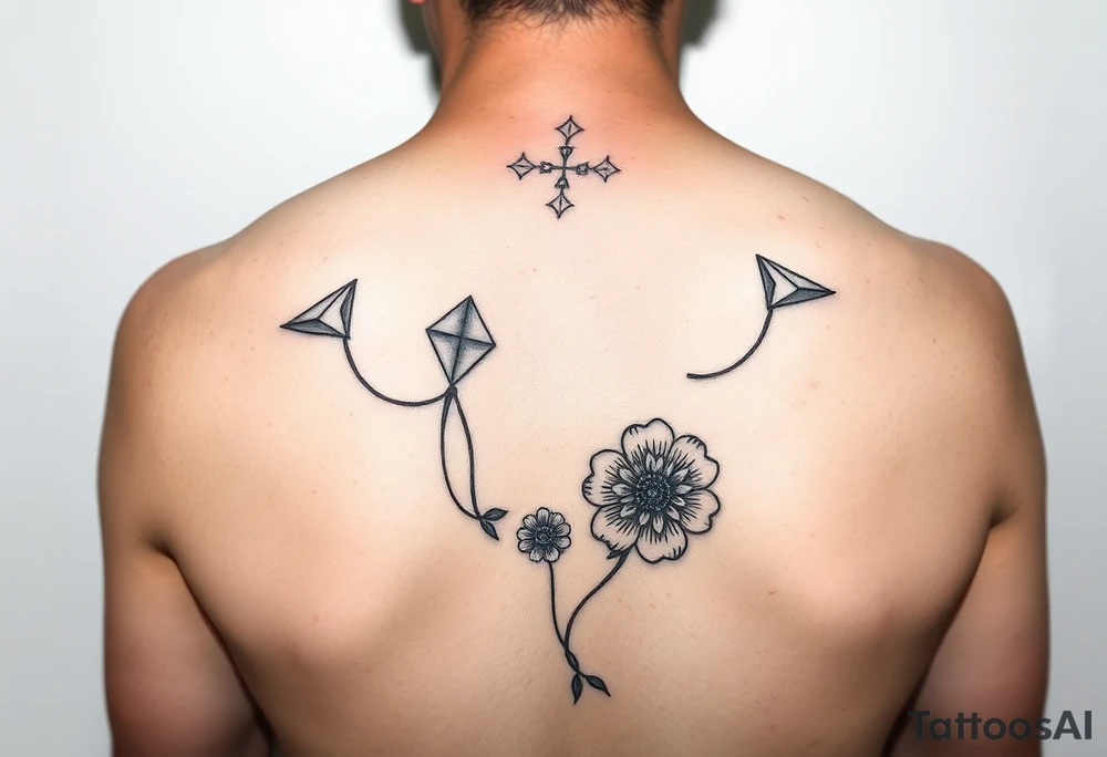 Goddess kites flowers queen tattoo idea