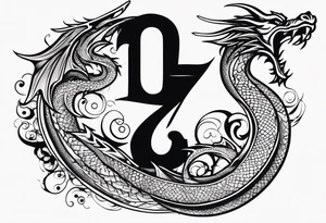 Dragon Seven number shape tattoo idea