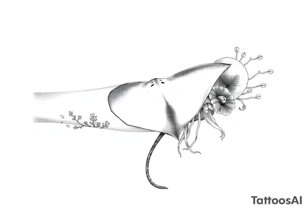 stingray, coral, jellyfish tattoo idea