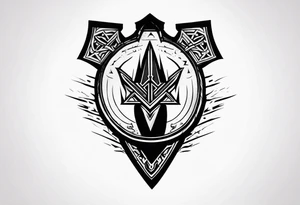 Valhalla sword shield axe Valknut fog tattoo idea