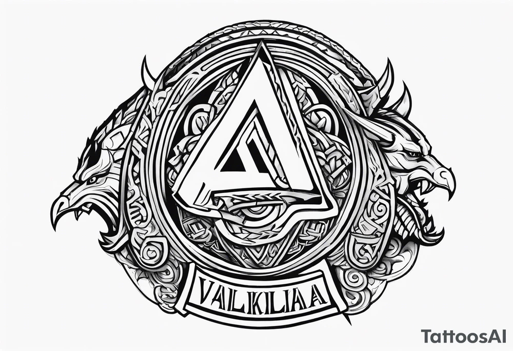 Sword shield dragon Valhalla valknut bear tattoo idea