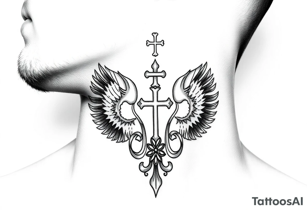 russian christian orthodox church military neck design front facing tattoo idea