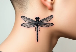 powerful, simple, and amazing dragonfly behind my ear tattoo that represents change, freedom and fresh start tattoo idea