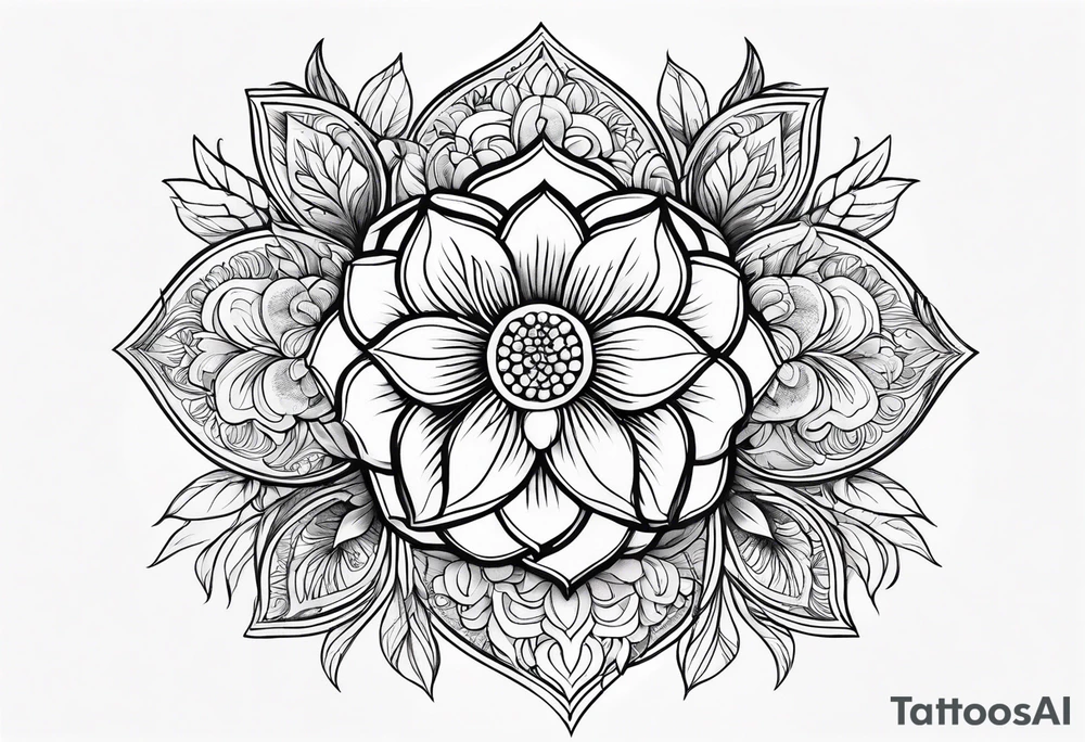 Hippy Buddhist feminine floral tattoo idea