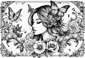 Butterflies and flowers with mythical fairies tattoo idea