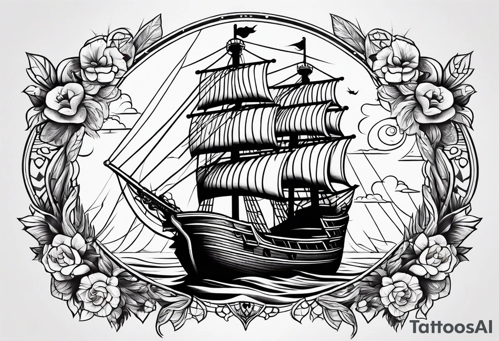 pirate ship tattoo idea