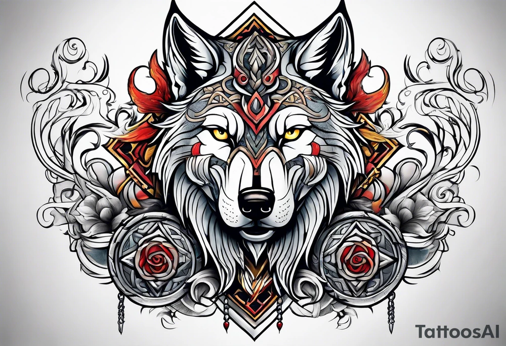 Viking wolf tattoo idea