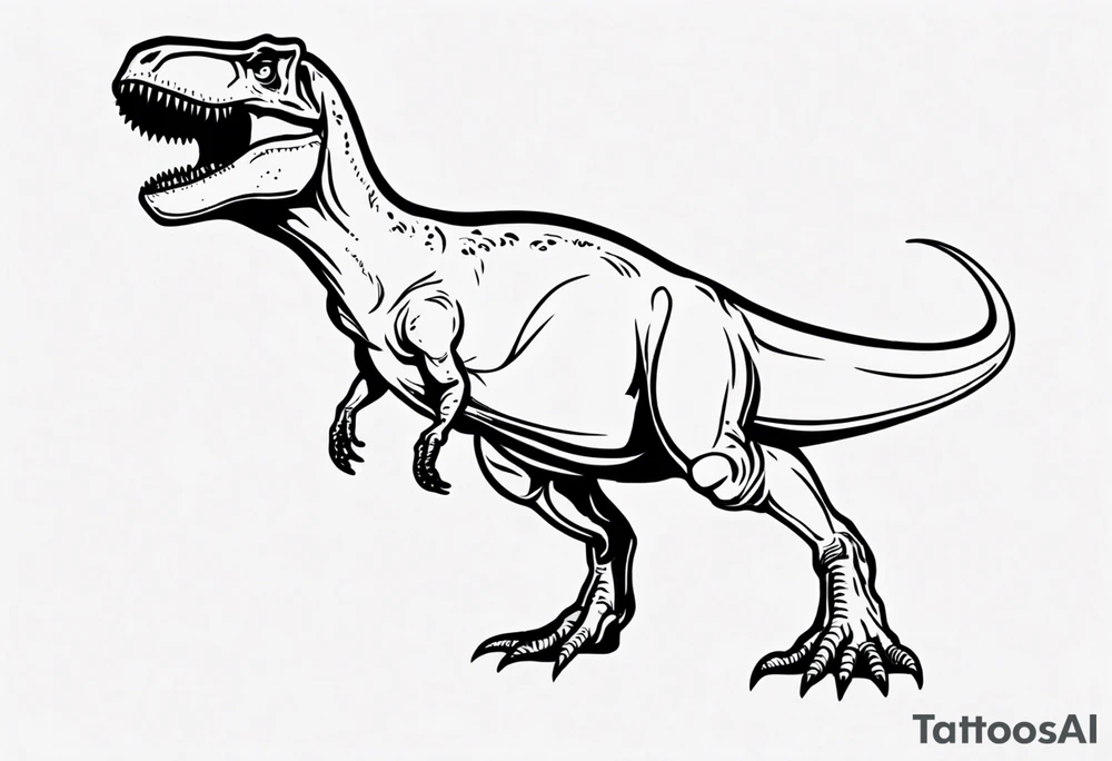 happy t rex outline in a pool tattoo idea