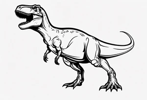 happy t rex outline in a pool tattoo idea