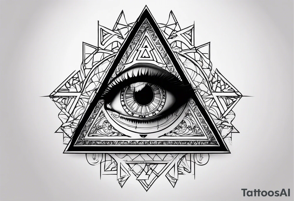 triangle tattoo with eye inside in arabic letters. Inside the iris create a clock tattoo idea triangle tattoo with eye inside in arabic letters. Inside the iris create a clock tattoo idea
