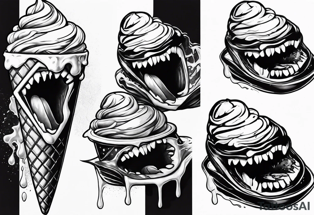 Venom eating ice cream cone tattoo idea