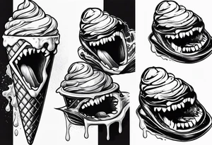 Venom eating ice cream cone tattoo idea