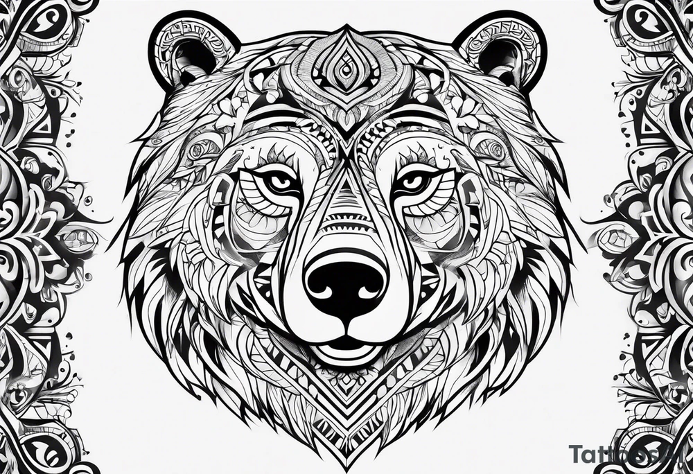 Simple female tribal bear face tattoo idea
