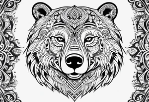 Simple female tribal bear face tattoo idea
