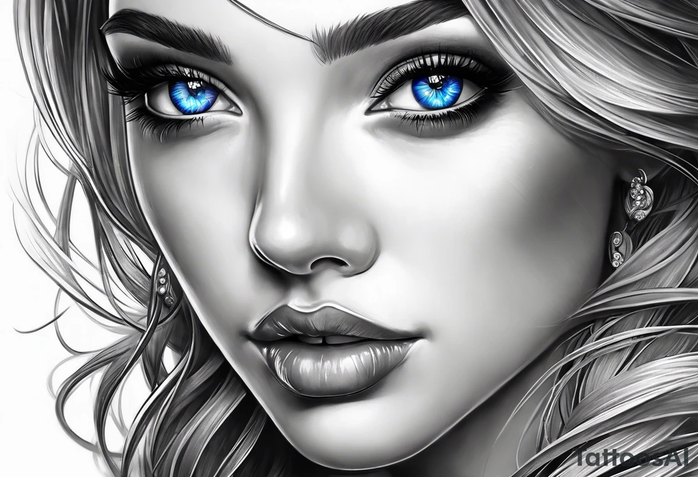 A girl with blue eyes tattoo idea