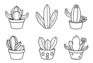 6 unique and Cute succulent and cacti in a pot tattoo idea