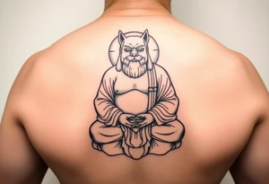 Meditating fat Buddha with dog head tattoo idea