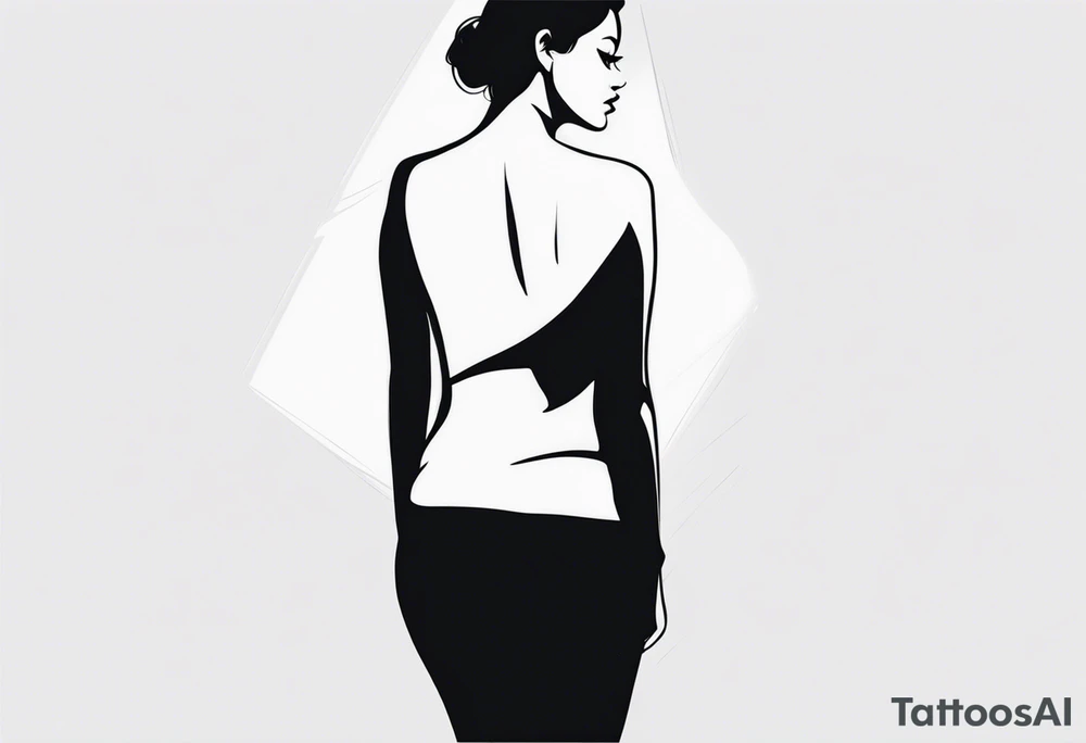 Back of a Woman with shadows tattoo idea