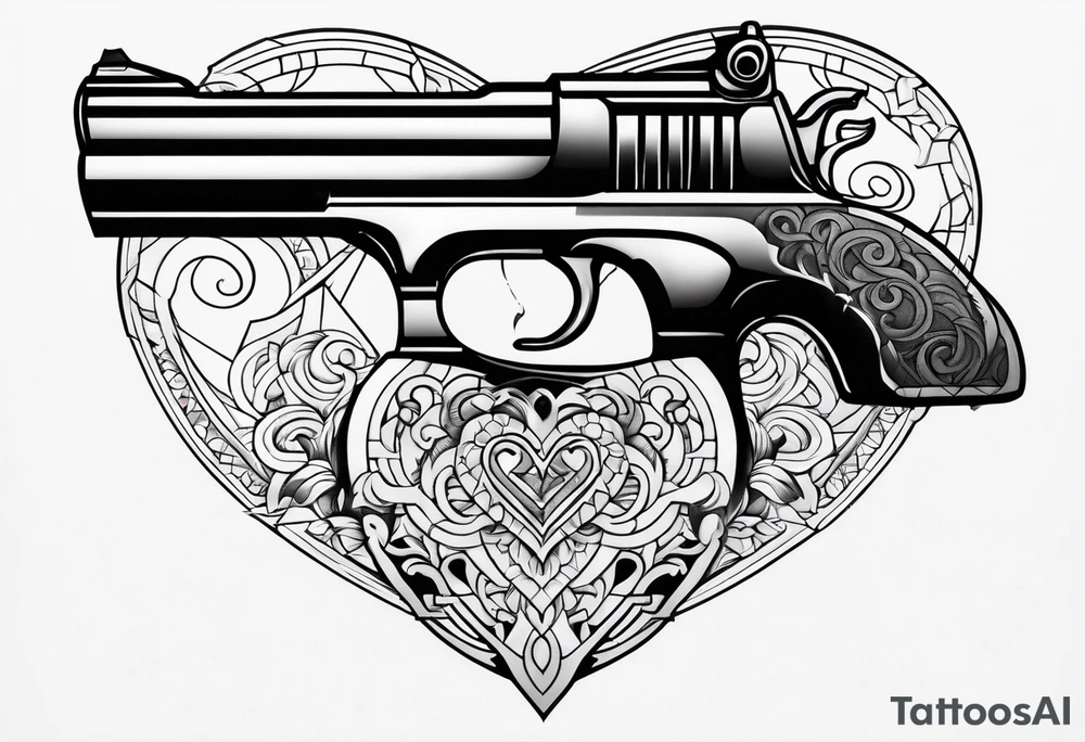 La pistola y corazón. tattoo idea