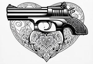 La pistola y corazón. tattoo idea