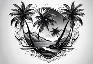 Palm tree arm sleeve tattoo idea