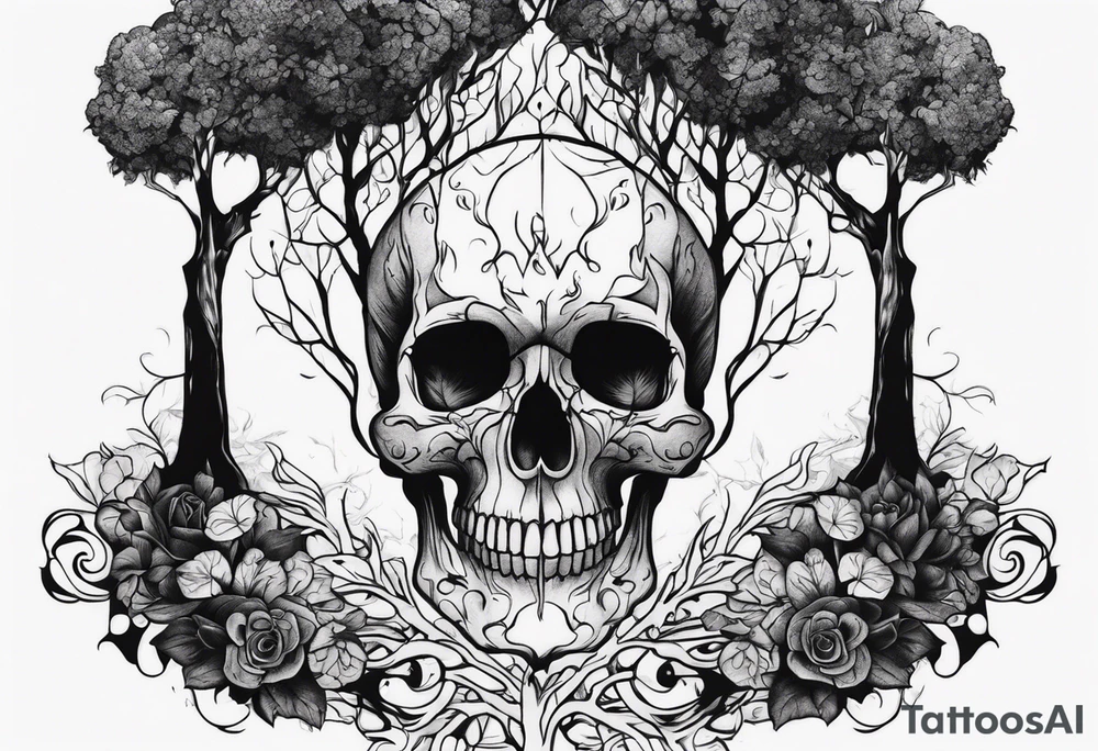 Skull tree tattoo idea