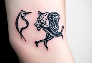 Crane tiger monkey and snake each small individual characters tattoo idea