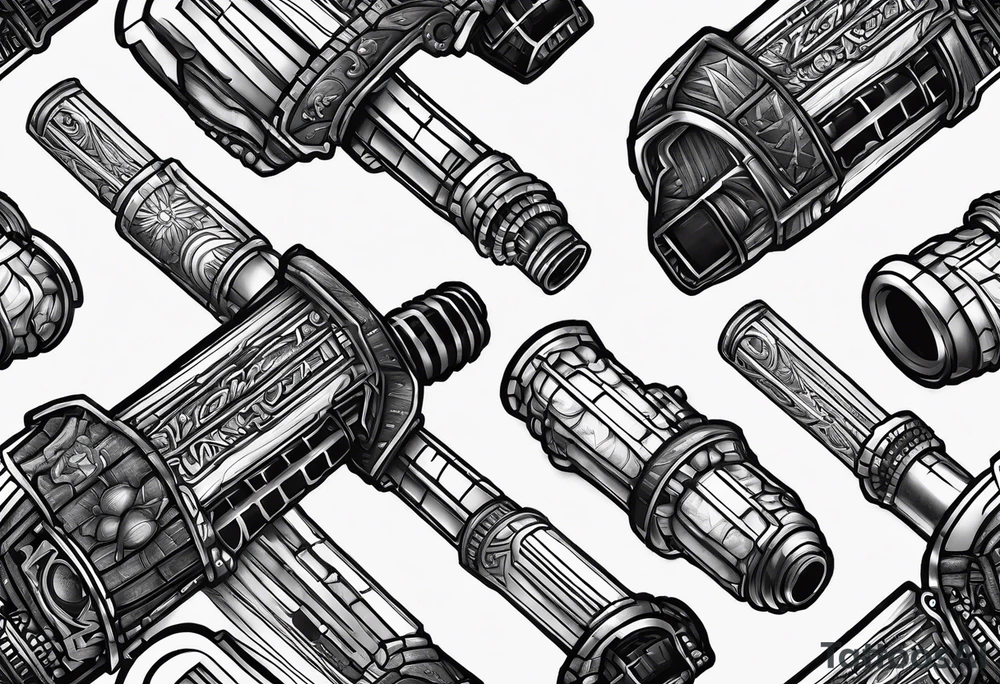 Sketch of 2 lightsaber hilts, including the phrase "May the 4th" tattoo idea