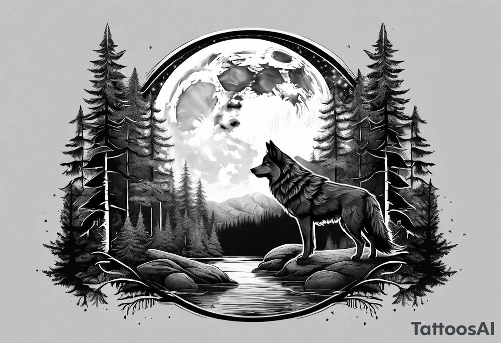 Moon
Wolf
Forest tattoo idea