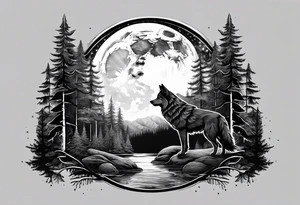 Moon
Wolf
Forest tattoo idea