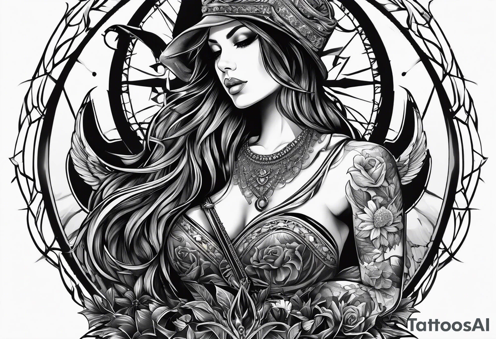Rock music and cross tattoo idea