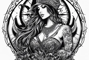 Rock music and cross tattoo idea