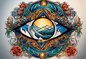 A tattoo design representing the interconnectedness of art, history, and cosmology, with elements of each intertwined in a visually striking way, tattoo idea