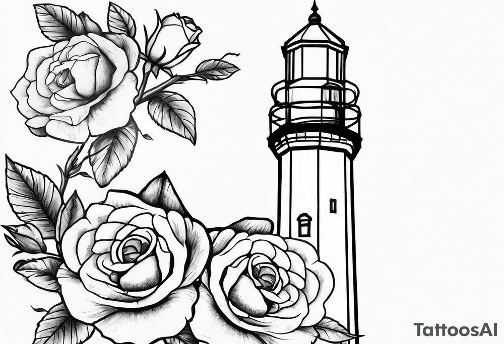 Zwei Rosen mit Leuchtturm tattoo idea