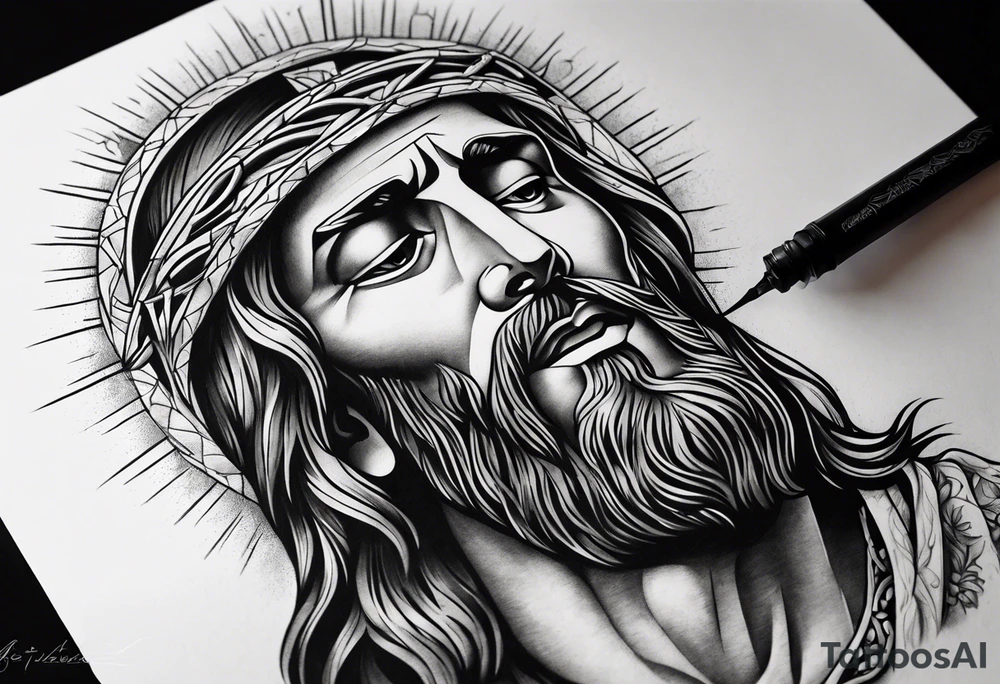 Pain suffering of Jesus Christ tattoo idea