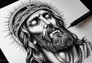 Pain suffering of Jesus Christ tattoo idea